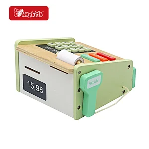 Wholesale Wooden Cash Register Kids Pretend Play Money Counting Toys with Scanner and Credit Card W10A216